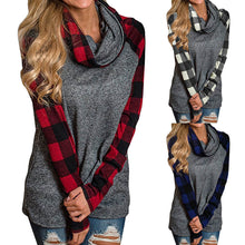 Load image into Gallery viewer, Womens Turtleneck Tops Plaid Shirts Tunic Long Sleeve Pullover Sweatshirt
