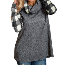 Load image into Gallery viewer, Womens Turtleneck Tops Plaid Shirts Tunic Long Sleeve Pullover Sweatshirt